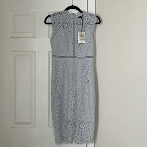 Brand New with Tags Bardot Lace Panel Dress in Blue mist Size 4 XS Sheath Formal
